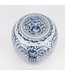 Tarro de Jengibre Chino Templo Porcelana Doble Felicidad Azul Blanca D22xAlto35cm