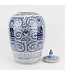 Tarro de Jengibre Chino Templo Porcelana Doble Felicidad Azul Blanca D22xAlto35cm