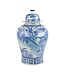 Pot à Gingembre Chinois Bleu Blanc Porcelaine Oiseaux Peints à la Main D30xH50cm