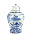 Ginger Jar Cinese Porcellana Blu Bianca Uccelli Dipinti a Mano D30xH50cm