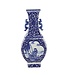 Fine Asianliving Jarrón Chino de Porcelana Paisaje Azul Blanca D15xAlto45cm