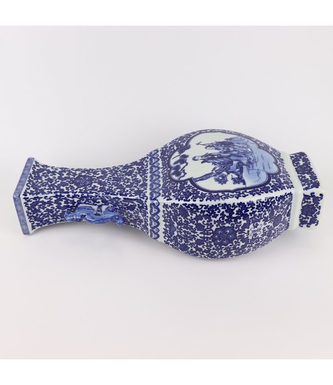 Chinese Vase Blue White Porcelain Scenery D15xH45cm