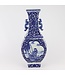 Vaso Cinese Porcellana Blu Bianca Scenario D15xH45cm