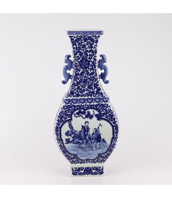 Chinese Vaas Blauw Wit Porselein Landschap D15xH45cm