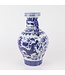 Chinese Vaas Blauw Wit Porselein Draak D18xH33cm