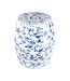 Keramische Kruk Blauw Wit Vogels Handgeschilderd D33xH45cm