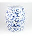 Keramische Kruk Blauw Wit Vogels Handgeschilderd D33xH45cm