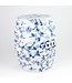 Keramische Kruk Blauw Wit Vogels Handgeschilderd D33xH45cm