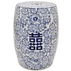Fine Asianliving Ceramic Garden Stool Blue White Double Happiness D33xH45cm