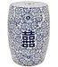 PREORDER WEEK 20 Tabouret Céramique Bleu Blanc Chinois Double Bonheur D33xH45cm