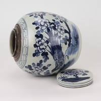 Chinese Gemberpot Blauw Wit Porselein Handgeschilderd Vogels D25xH25cm