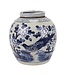 Pot à Gingembre Chinois Bleu Blanc Porcelaine Oiseaux Peints à la Main D25xH25cm