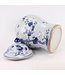 Chinesische Vase mit Deckel Blau Weiß Porzellan Blüten D29xH48cm