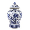 Fine Asianliving Chinesische Deckelvase Blau Weiß Porzellan Handbemalt Qilun D40xH64cm