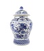 Tarro de Jengibre Chino Templo Porcelana Qilin Azul Blanca D40xAlto64cm