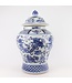Chinesische Deckelvase Blau Weiß Porzellan Handbemalt Qilun D40xH64cm