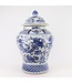 Tarro de Jengibre Chino Templo Porcelana Qilin Azul Blanca D33xAlto53cm