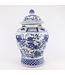 Tarro de Jengibre Chino Templo Porcelana Qilin Azul Blanca D33xAlto53cm