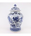 Tarro de Jengibre Chino Templo Porcelana Qilin Azul Blanca D33xAlto53cm