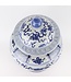 Tarro de Jengibre Chino Templo Porcelana Qilin Azul Blanca D33xAlto53cm