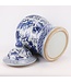 Tarro de Jengibre Chino Templo Porcelana Qilin Azul Blanca D33xAlto53cm