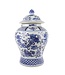 Fine Asianliving Tarro de Jengibre Chino Templo Porcelana Qilin Azul Blanca D29xAlto46cm