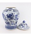 Tarro de Jengibre Chino Templo Porcelana Qilin Azul Blanca D29xAlto46cm