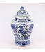 Chinese Gemberpot Blauw Wit Porselein Handgeschilderd Qilun D29xH46cm