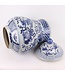 Tarro de Jengibre Chino Templo Porcelana Qilin Azul Blanca D29xAlto46cm