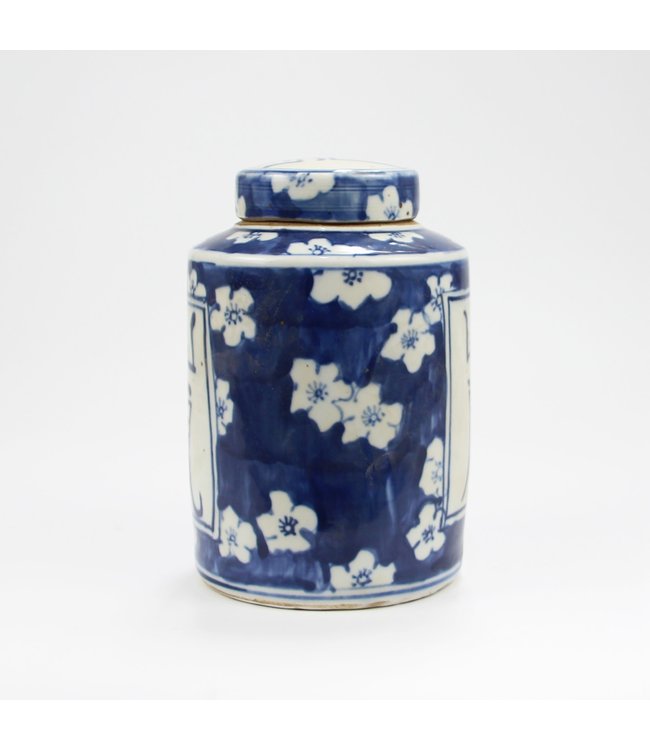 Chinese Gemberpot Blauw Wit Porselein Langleven D12xH18cm