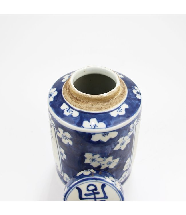 Chinese Gemberpot Blauw Wit Porselein Langleven D12xH18cm