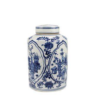 Fine Asianliving Pot à Gingembre Chinois Poterie Porcelaine Bleu Blanc D19xH29cm