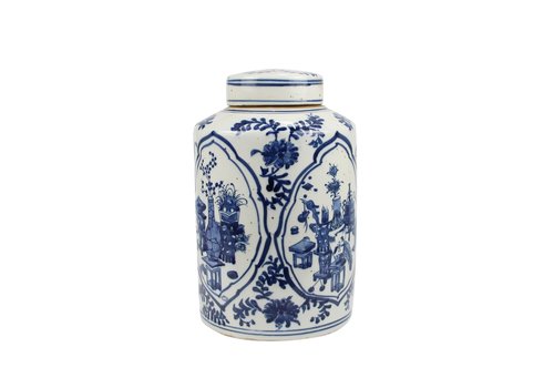 Fine Asianliving Ginger Jar Cinese Ceramica di Porcellana Blu Bianca D19xH29cm