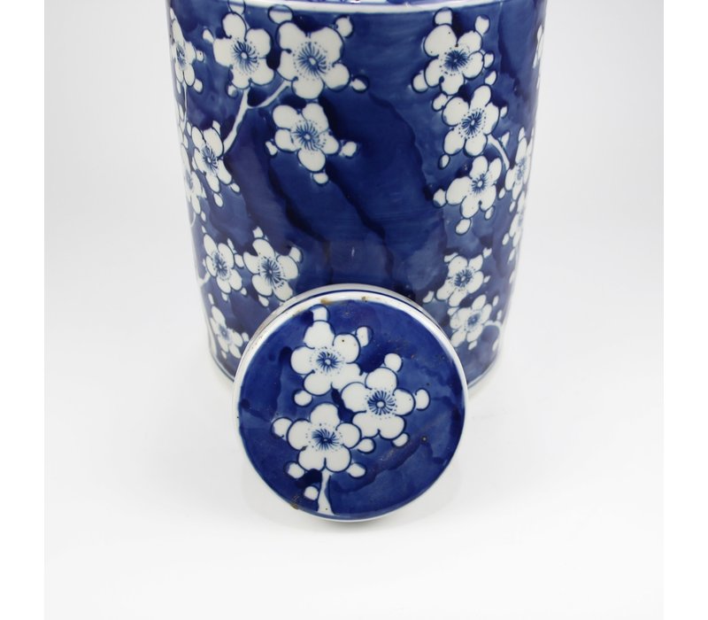 Pot à Gingembre Chinois Porcelain Bleu Blanc Fleurs D19xH29cm