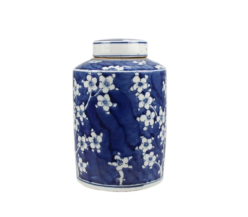 Chinese Gemberpot Blauw Wit Porselein Bloesems D19xH29cm