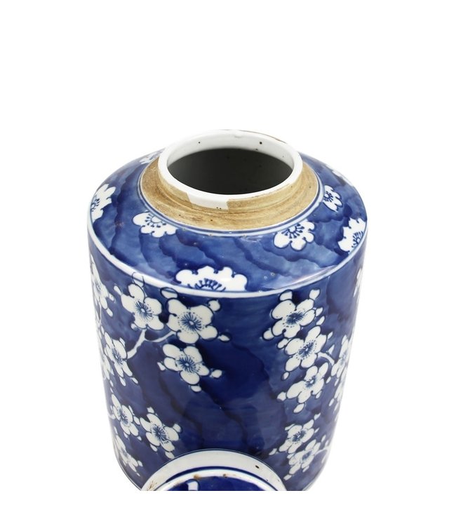 Chinese Gemberpot Blauw Wit Porselein Bloesems D19xH29cm