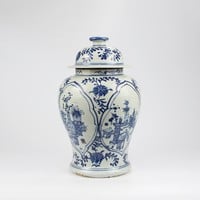 Pot à Gingembre Chinois Bleu Blanc Porcelaine Peinte à la Main Poterie D26xH40cm