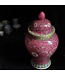 Chinese Ginger Jar Rose Porcelain Wan Shou Wu Jiang Longevity D20xH35cm