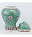 Ginger Jar Cinese Porcellana Verde Wan Shou Wu Jiang Longevità D20xH35cm