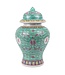Ginger Jar Cinese Porcellana Verde Wan Shou Wu Jiang Longevità D20xH35cm