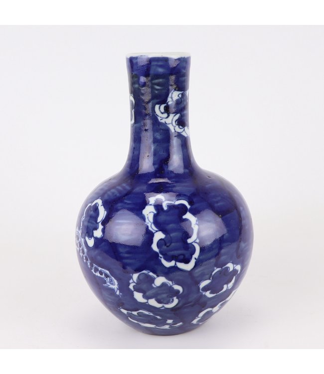 Jarrón Chino de Porcelana Dragón Azul Blanca D15xAlto23cm