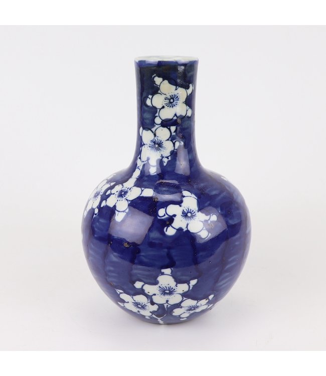 Jarrón Chino de Porcelana Flores Azul Blanca D15xA23cm