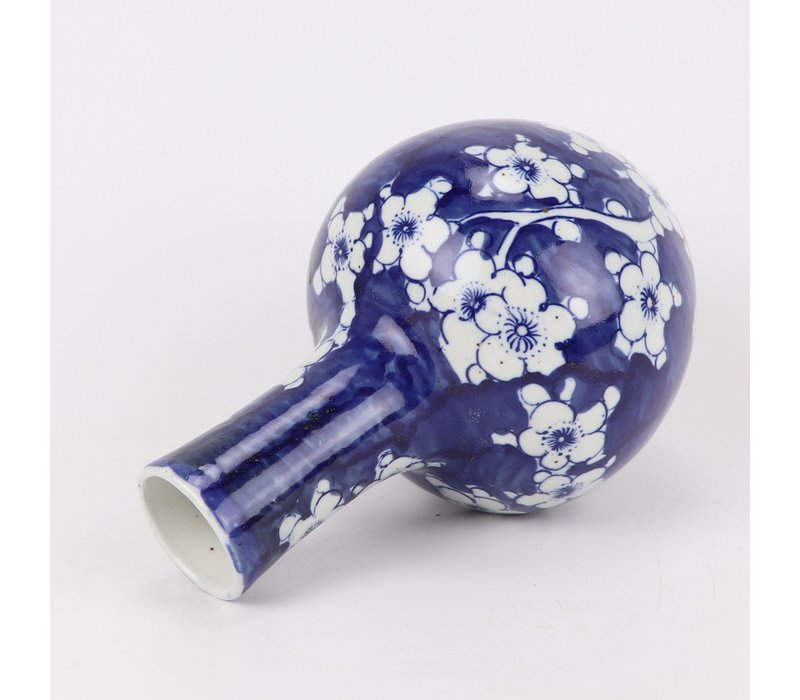 Jarrón Chino de Porcelana Flores Azul Blanca D15xA23cm