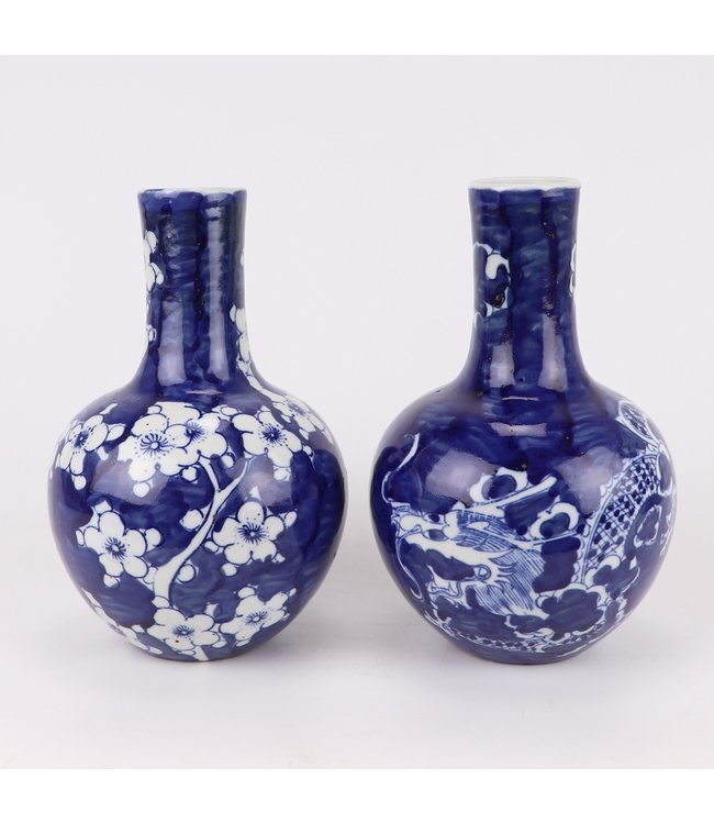 Chinese Vase Blue White Porcelain Blossoms D15xH23cm