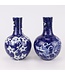 Vase Chinois Fleurs En Porcelaine Bleu Blanc D15xH23cm