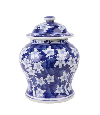 Fine Asianliving Pot à Gingembre Chinois Bleu Blanc Porcelaine Fleur D18xH24cm