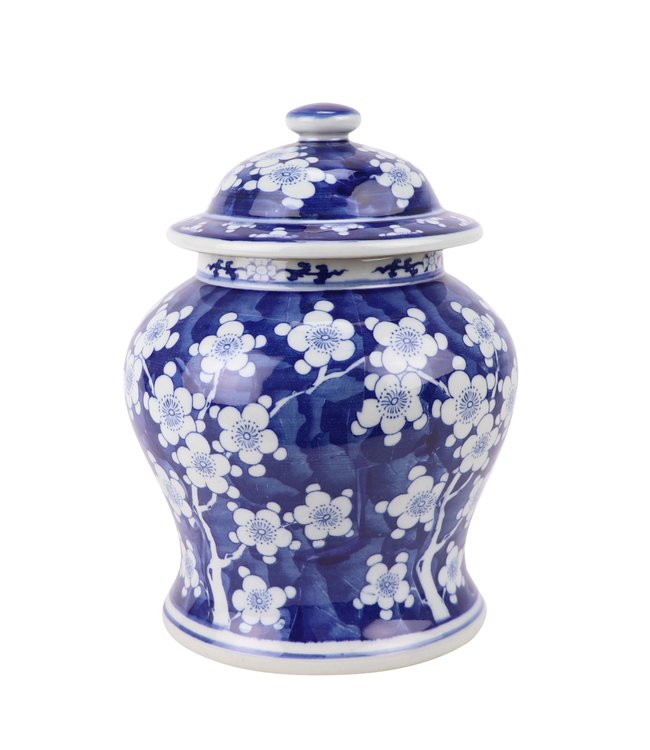 Pot à Gingembre Chinois Bleu Blanc Porcelaine Fleur D18xH24cm