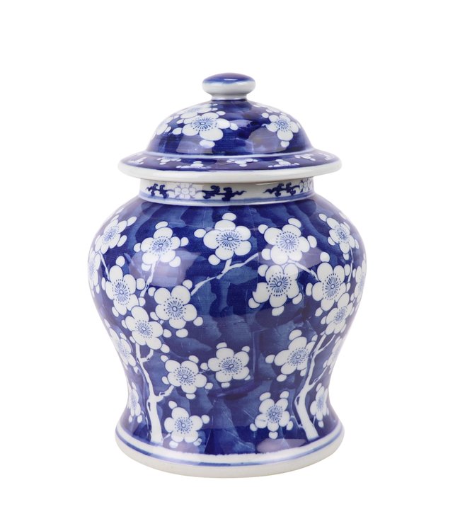Tarro de Jengibre Chino Templo Porcelana Flores Azul Blanca D18xAlto24cm