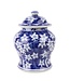 Fine Asianliving Chinesische Vase mit Deckel Blau Weiß Porzellan Blüten D18xH24cm