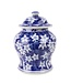 Chinesische Vase mit Deckel Blau Weiß Porzellan Blüten D18xH24cm